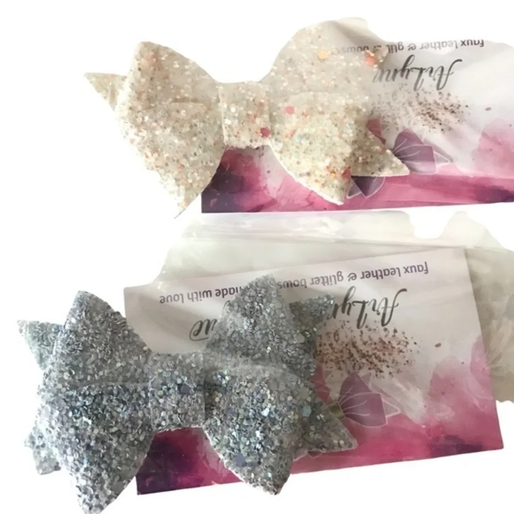 BRAND NEW HANDMADE SWEET SPARKLY GIRLS HAIR BOWS FLORAL SPARKLE SET OF 10